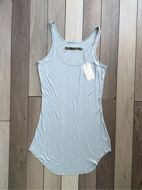 Enza Costa light blue, ribbed knit, sleeveless tank top